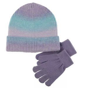 GIRLS ELLI BY CAPELLI OMBRE CUFFED BEANIE & GLOVES SIZE S /M (4-6YRS)  #K100